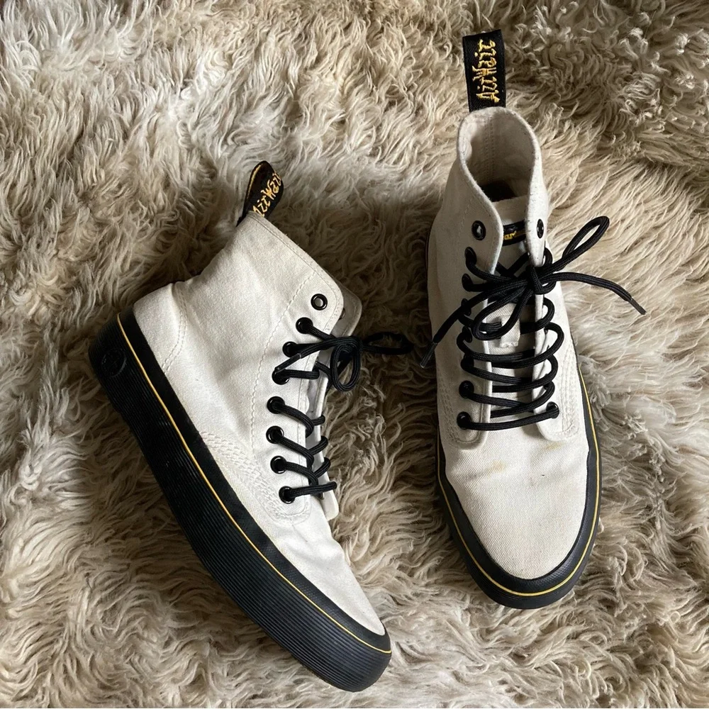 Dr martens monet canvas sneaker boot high top womens 7 white